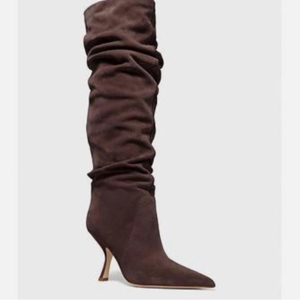 Michael Kors Luna Tall Slouchy Pointed-Toe Over-the-Knee Boot in Dark Brown